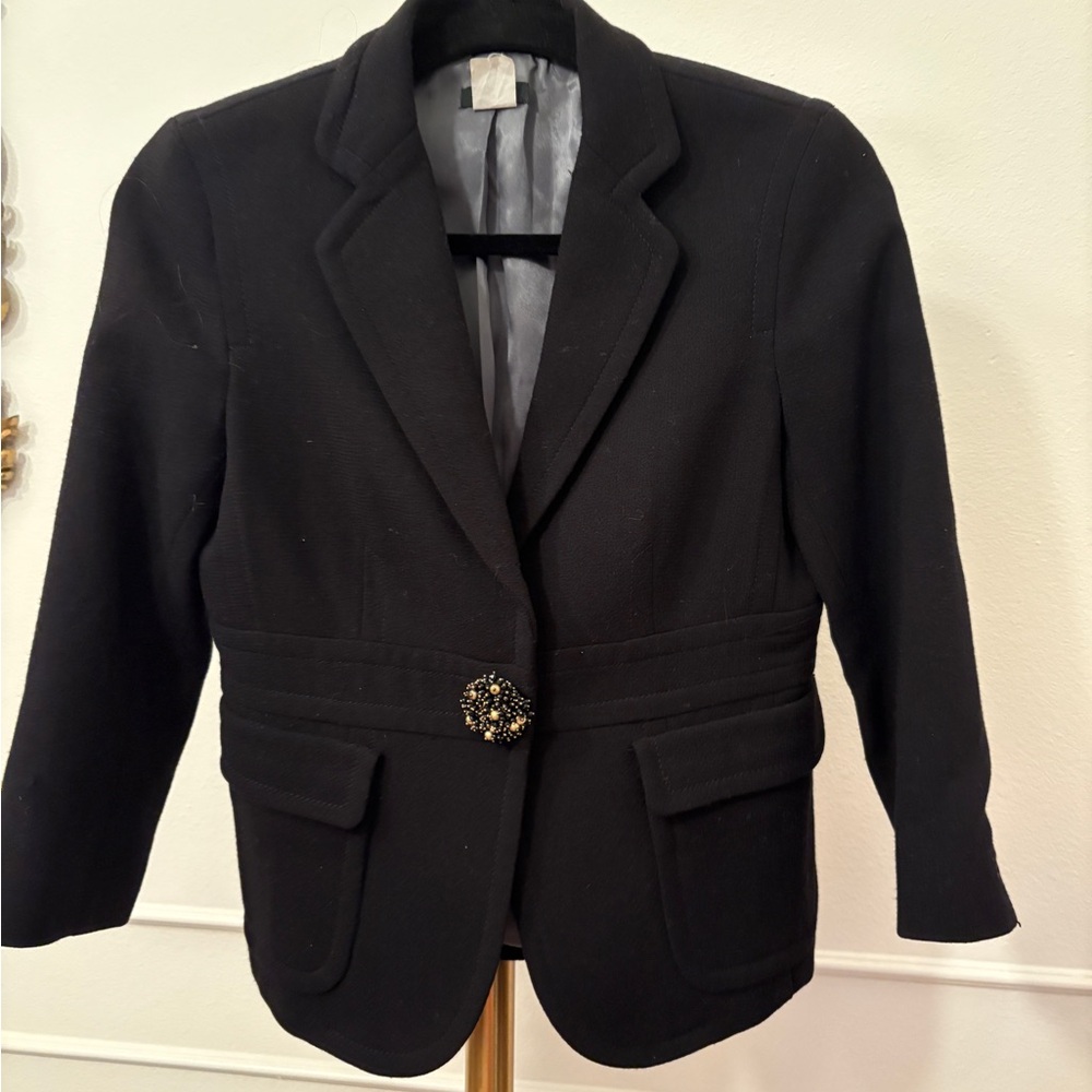 J Crew Black Blazer Classic Tailored Blazer with Beaded Button
